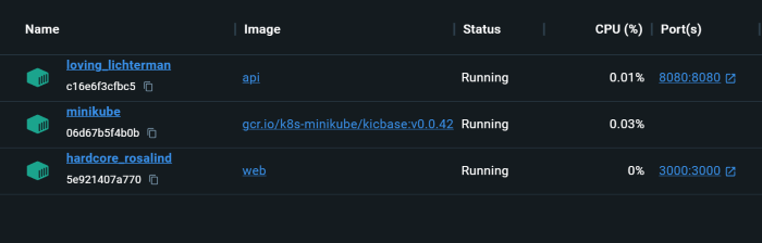 Web and API containers